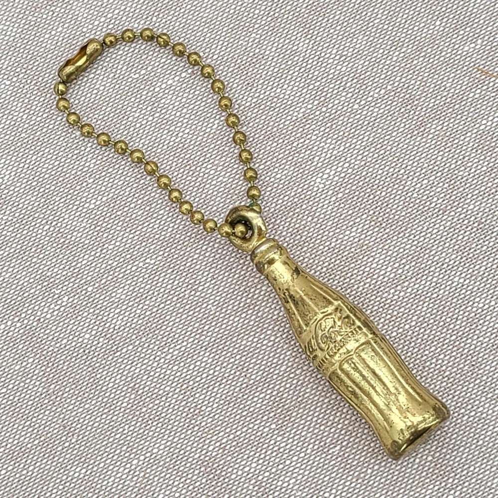Vintage Mini Coca Cola Bottle Gold Tone Metal Keychain